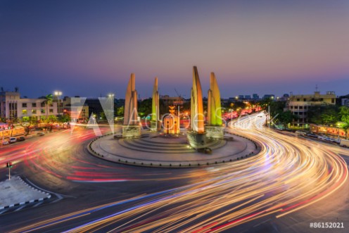 Picture of Democracy monument during twilight timeThailand